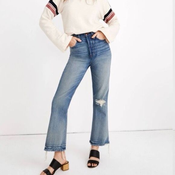 Rivet & Thread Relaxed Bootcut Jeans Cropped Stretch Medium Wash K8001 Women 25 - Picture 1 of 11